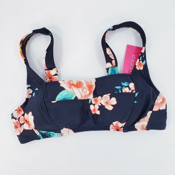 Xhilaration Other - Xhilaration Bralette Bikini Swim Top Juniors Sz 1 XS Womens XXS 00 Black Floral